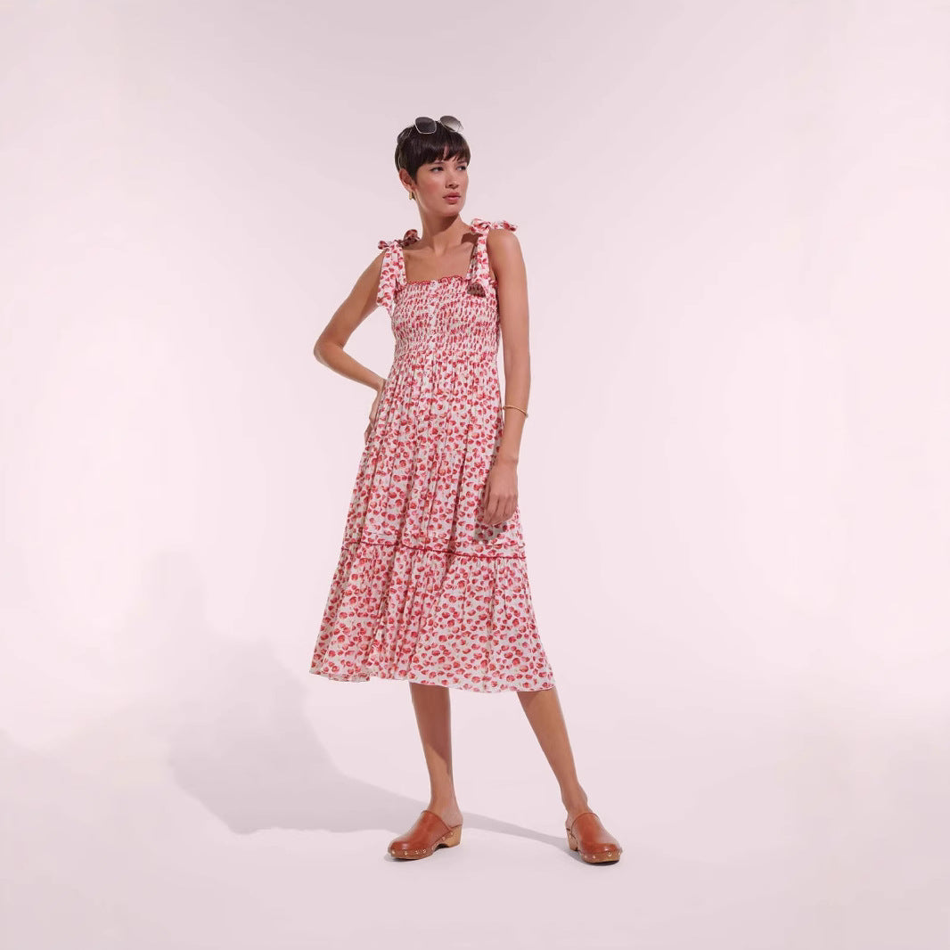 Damen Maxikleid mit floralem Rüschendesign und elastischem Oberteil R&B