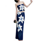 Damen Elegantes Maxi-Kleid mit floralem Design und Taillierung R&B