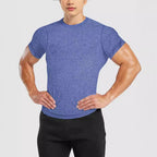 Herren nan tailliertes Rundhals-Leistungsshirt mit elastischem Seitenkeil und flachen Nähten R&B