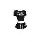 Damen Sportliches Kurzarm-Top und Shorts Set im modernen Design R&B