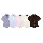 Damen Rüschenbluse mit geschlitztem Kragen und Knopfdetails R&B