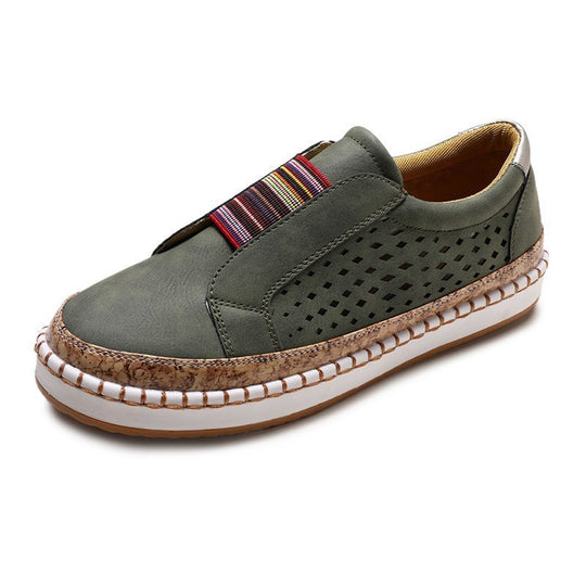 Damen modische Slip-On Sneakers mit luftiger Netzstruktur und dekorativen Streifen R&B