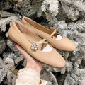 Damen Ballerina-Schuhe mit elegantem Riemendesign und dekorativem Strass-Detail