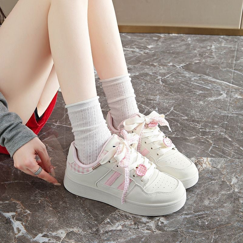 Damen Sneakers mit kariertem Bindungsdesign und atmungsaktiver Innensohle R&B