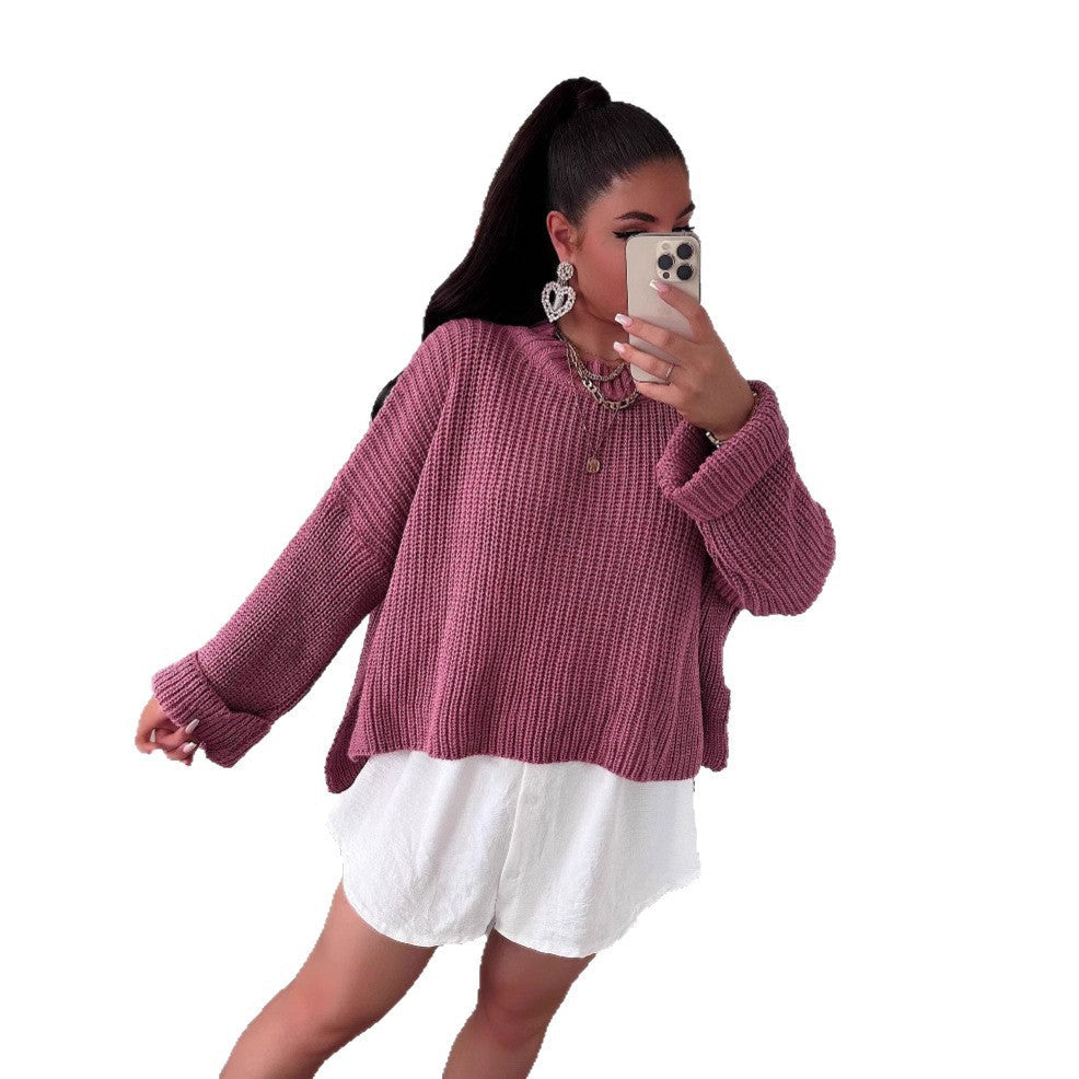 Damen oversized Strickpullover mit strukturiertem Lochdesign und lässigem Schnitt R&B