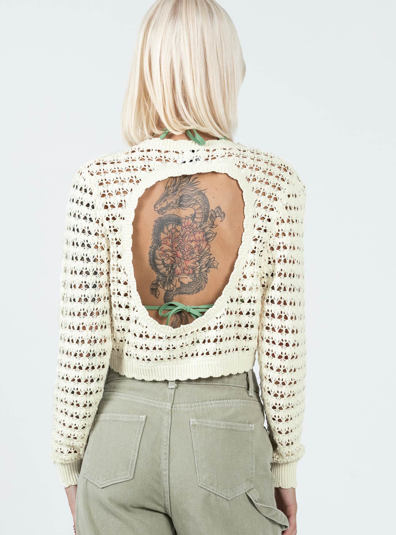 Damen gehäkeltes Crop-Top mit modischer Lochstruktur R&B