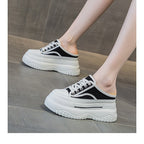 Damen Slip-On Sneakers mit hohem Plateau und atmungsaktiver Mesh-Oberfläche
