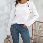 R&B | Pullover - Damen Frühlingsstrickpullover mit Knopfdetail