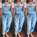 Damen Denim-Overall mit verstellbaren Trägern