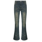 Damen Flared Jeans mit dekorativen Knopfdetails und herausragendem Denim-Finish R&B