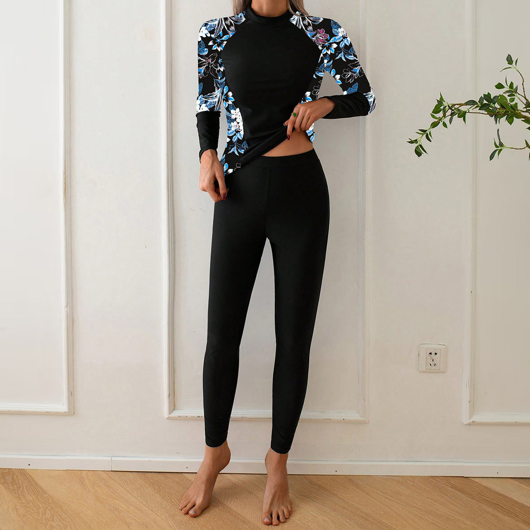 Damen Langarm Rashguard mit floralem Design R&B