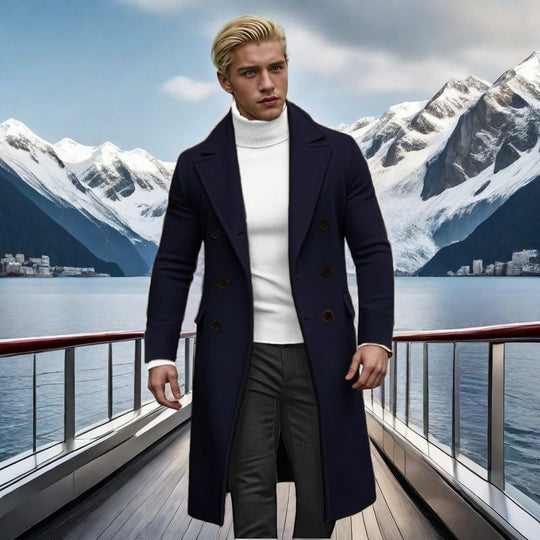 Herren eleganter doppelt-knopf Mantel mit hohem Kragen R&B