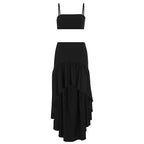 Damen Set aus Crop-Top und asymmetrischem Maxirock R&B