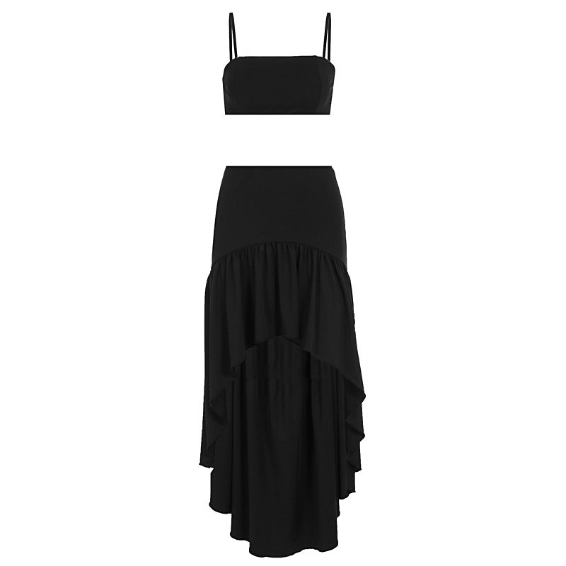 Damen Set aus Crop-Top und asymmetrischem Maxirock R&B