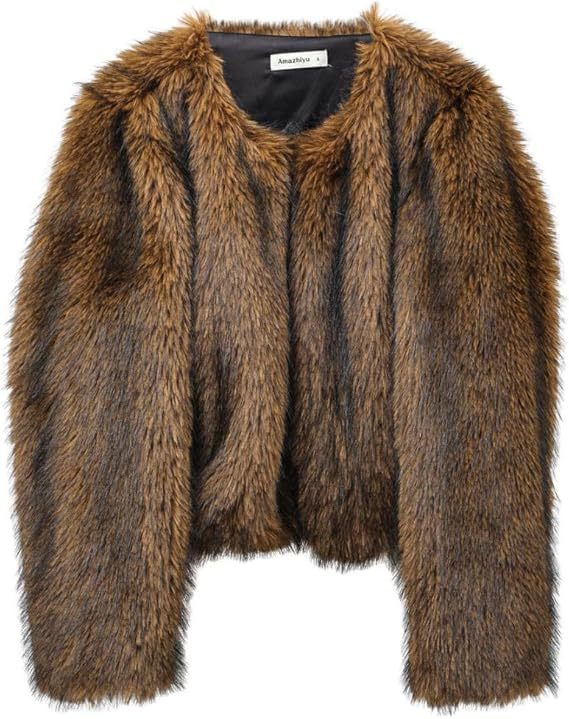 Damen Plush-Cropped-Jacke mit elegantem Fellbesatz R&B