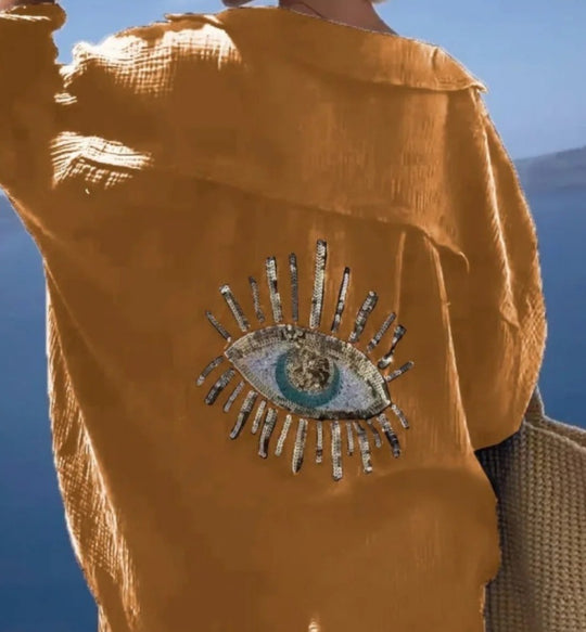 Damen Bluse mit einzigartigem Auge-Stickerei R&B