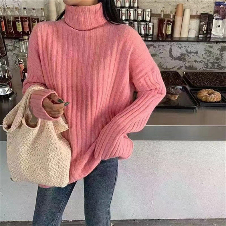 Damen Hochgeschlossenes Strickoberteil mit asymmetrischem Schnitt und feiner Rippstruktur R&B