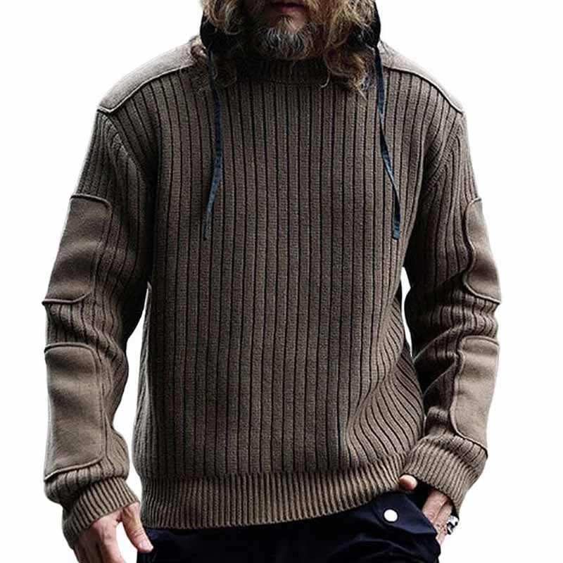 Herren Strickpullover mit Struktur und Kapuze
