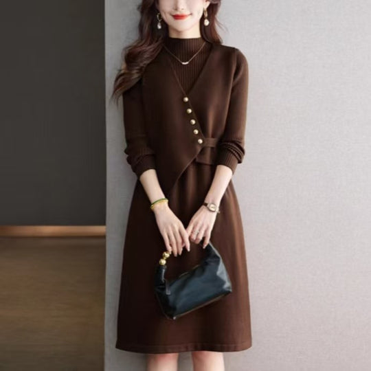 Damen Kombination aus Strickkleid und Weste R&B
