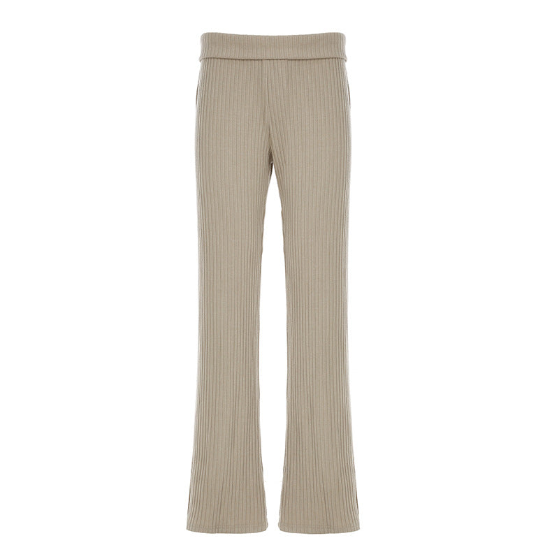 Damen Weite Ripp-Optik Flared-Hose R&B