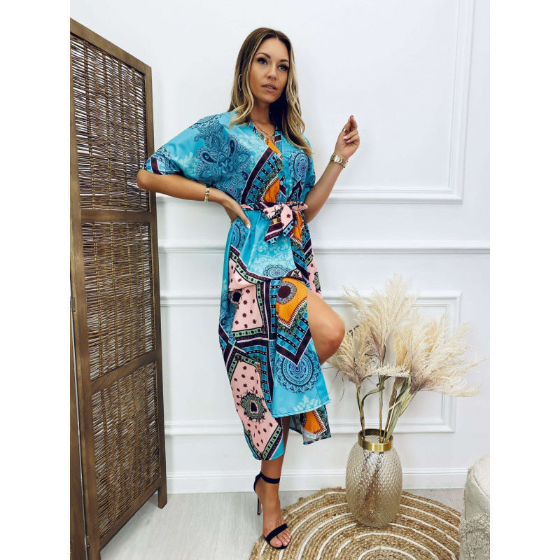 Damen Bohemian Wickelkleid R&B