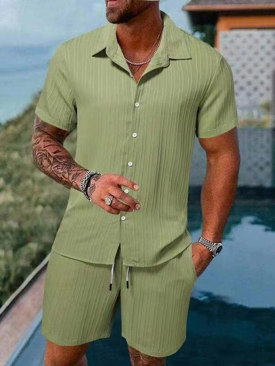 Herren atmungsaktives Sport-Set mit Kurzarm-Hemd und Shorts R&B