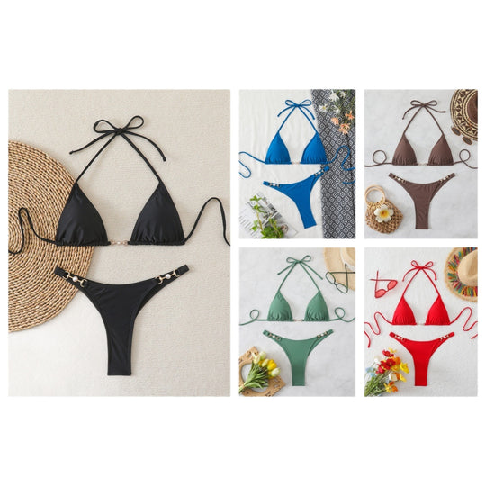 Damen Triangel-Bikini mit eleganten Verzierungen R&B