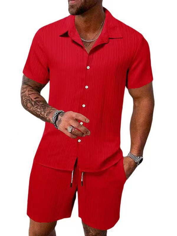 Herren atmungsaktives Sport-Set mit Kurzarm-Hemd und Shorts R&B