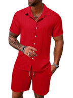 Herren atmungsaktives Sport-Set mit Kurzarm-Hemd und Shorts