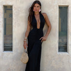 Damen Elegantes Maxikleid mit tiefem V-Ausschnitt und raffinierten Raffungselementen R&B