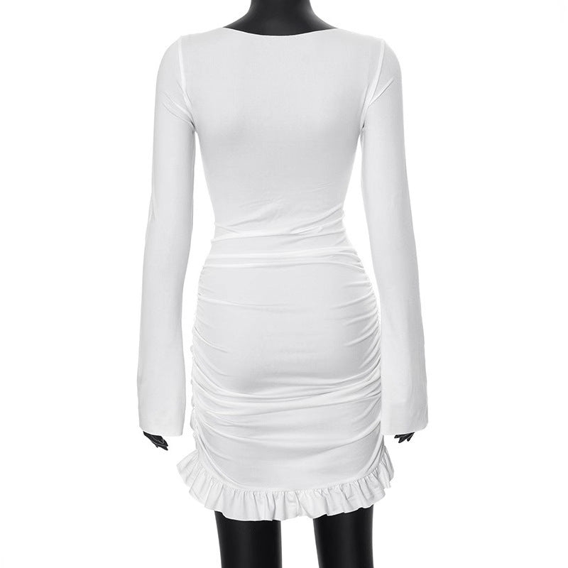 Damen Minikleid mit elegantem Wickeldesign und zarten Rüschen R&B