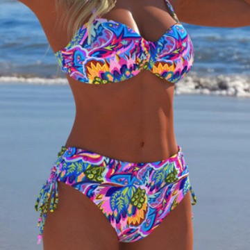 Damen Balconette Bikini mit floralem Design und verstellbaren Trägern R&B