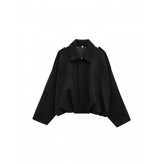 Damen modische Oversize-Jacke mit verstecktem Bund und Schulterdetails R&B