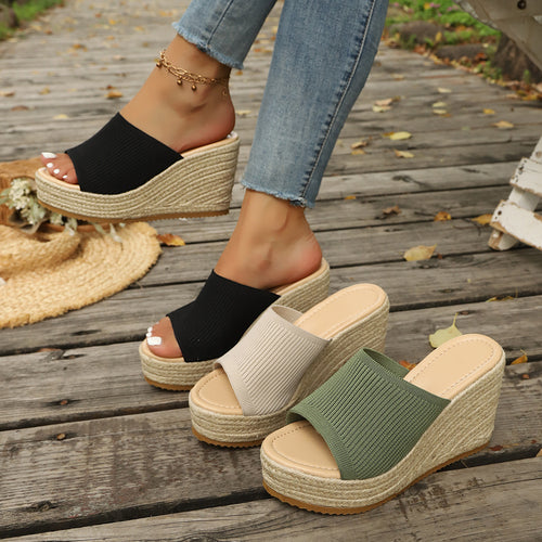 Damen modische Wedge-Pantoletten mit elastischem Obermaterial R&B