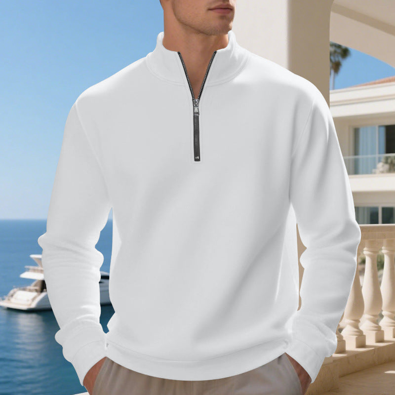 Herren sportlicher Pullover mit halbem Reißverschluss und atmungsaktiver Struktur R&B