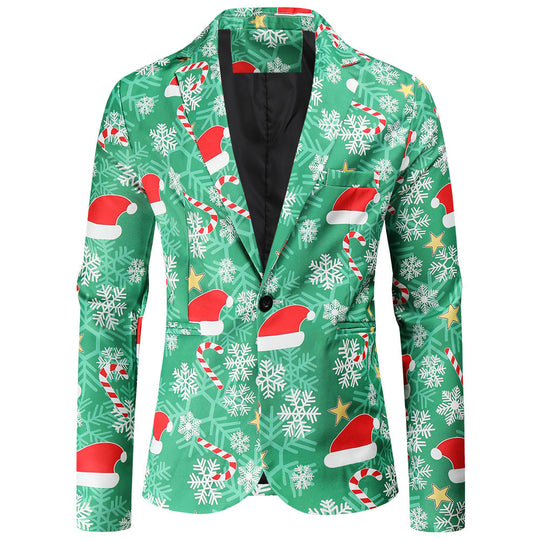 Herren Festlicher Blazer mit weihnachtlichem Motiv und modernem Schnitt R&B