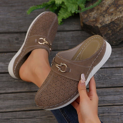 Damen Clogs mit floralem Lochdesign und komfortabler Fußbettgestaltung R&B