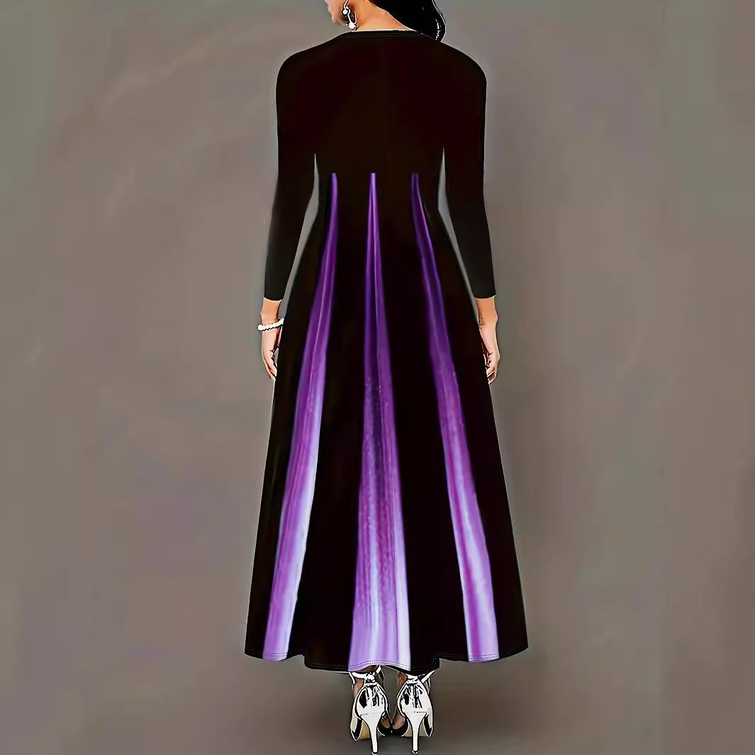 Damen Elegantes Maxikleid mit einzigartigem Farbverlauf und praktischen Taschen R&B