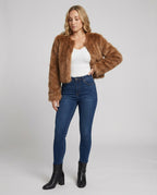 Damen Flauschige Kurzjacke R&B