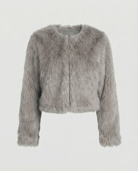 Damen Flauschige Kurzjacke R&B