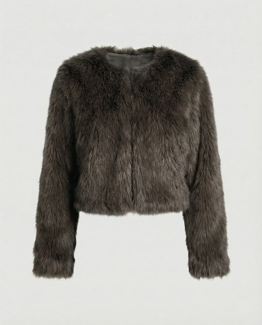 Damen Flauschige Kurzjacke R&B