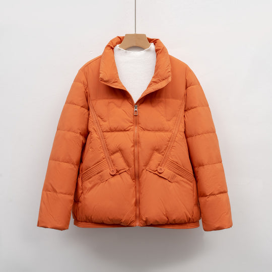 Damen gesteppte Winterjacke mit praktischen Taschen und hohem Kragen R&B