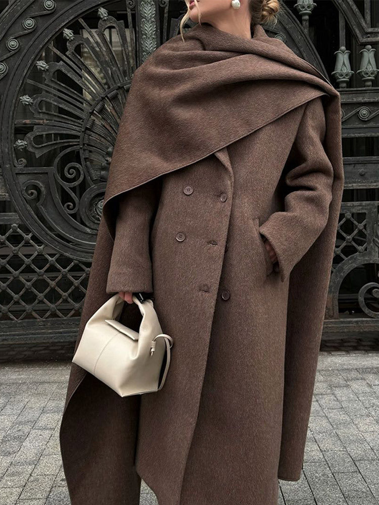 Damen eleganter Umhangmantel mit doppelt gefüttertem Design R&B