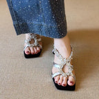 Damen elegante Sandalen mit glitzernden Schmuckdetails R&B