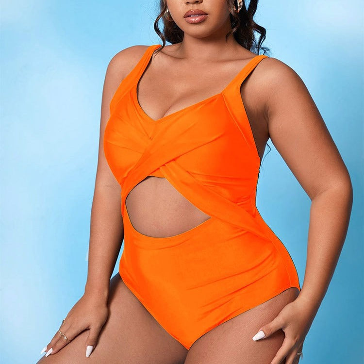 Damen Einteiler Badeanzug mit raffiniertem Wickeldesign und seitlichen Cut-Outs R&B