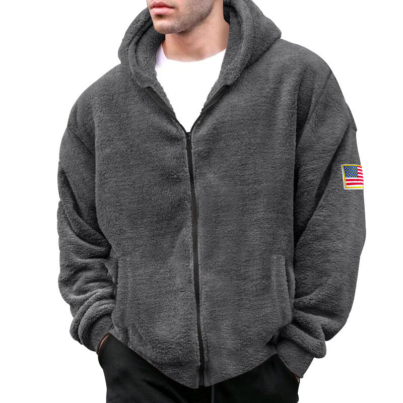 Herren kuscheliger Fleece-Hoodie mit Kapuze und Reißverschluss R&B