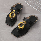 Damen modische Zehentrenner-Sandalen mit luxuriösem Schnallen-Detail und bequemer Fußbettung R&B