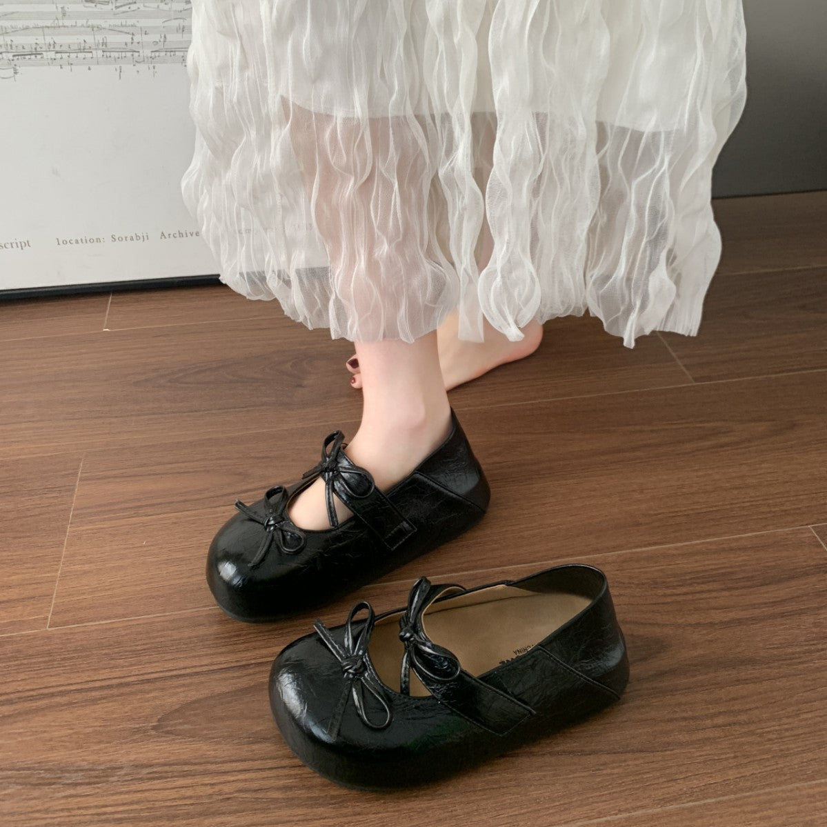 Damen Ballerinas mit elegantem Knotenverschluss und rutschfester Sohle R&B