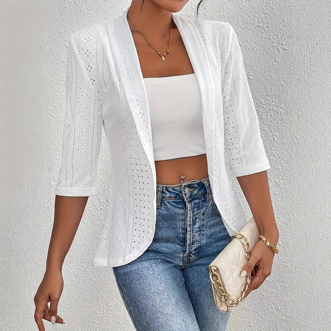 Damen Blazerjacke mit Lochmuster und lässigem Schnitt R&B