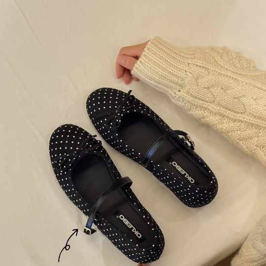 Damen Ballerina-Schuhe mit floralem Muster und Riemchen R&B